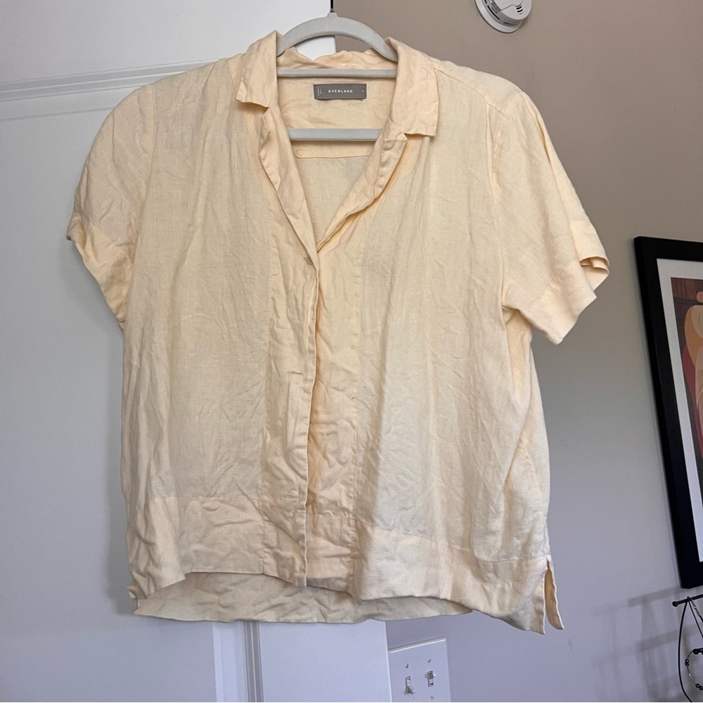 Everlane the linen short sleeve notch shirt size 8